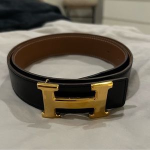 Hermes Black and Gold Women's Belt